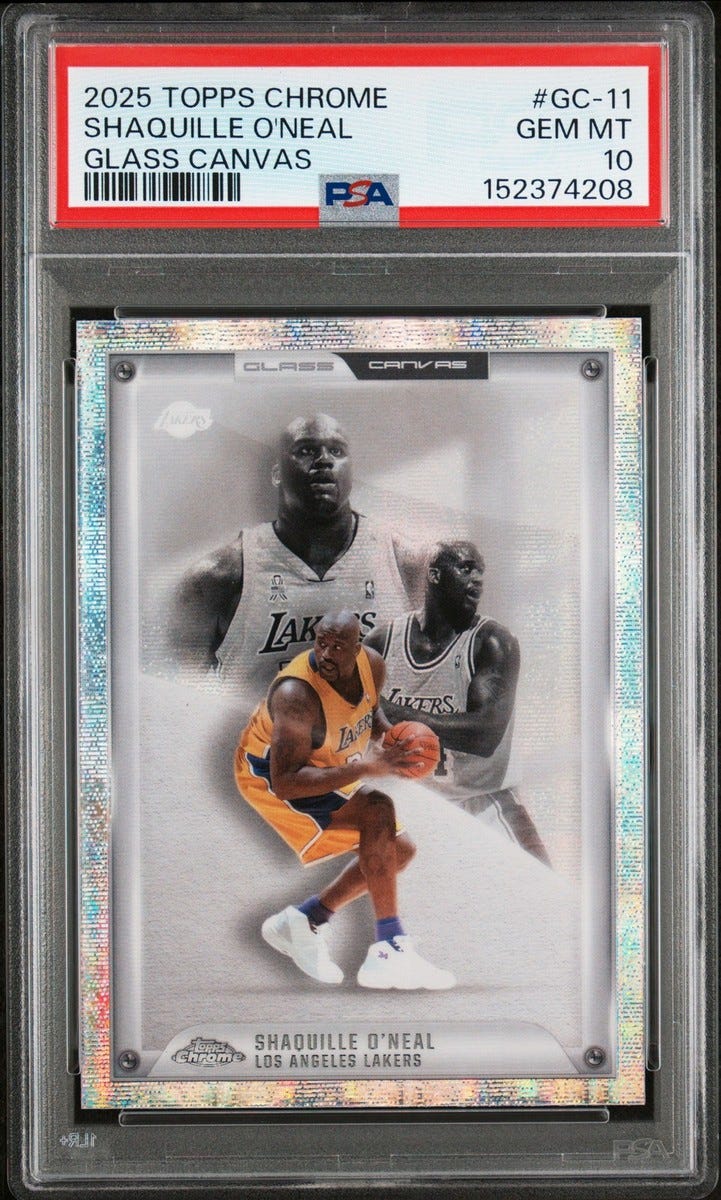2025 TOPPS CHROME GLASS CANVAS #GC-11 SHAQUILLE O'NEAL PSA 10