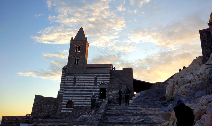 View of San Pietro's church and the sea landscape from it.