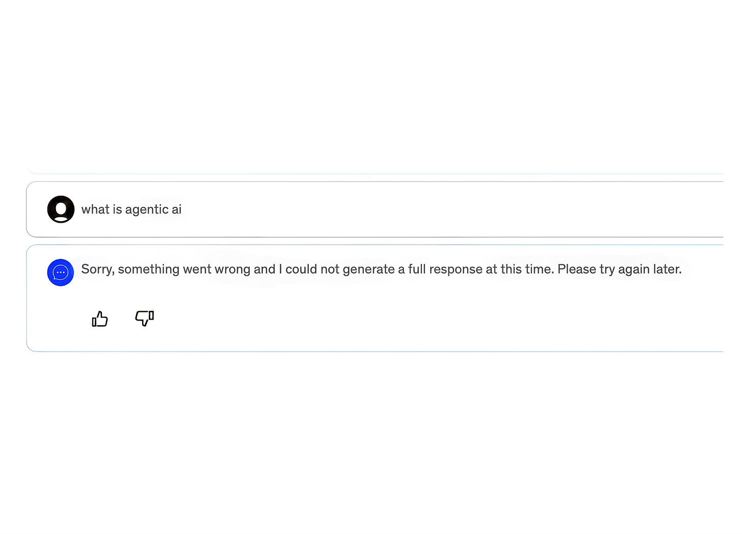 Chatbot: could not generate a full response