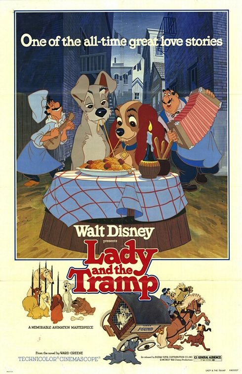Theatrical re-release poster for Lady And The Tramp