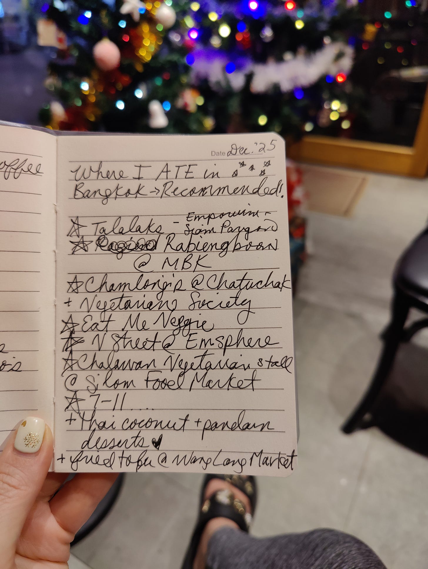 handwritten food notes