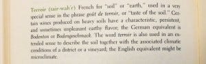 Terroir, defined in Frank Schoonmaker's classic 1975 Encyclopedia of Wine.