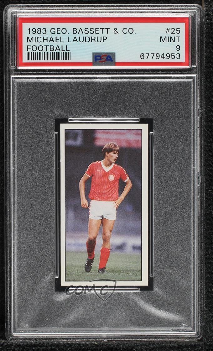 1983-84 Bassett Football Michael Laudrup #25 PSA 9 MINT - Picture 1 of 3
