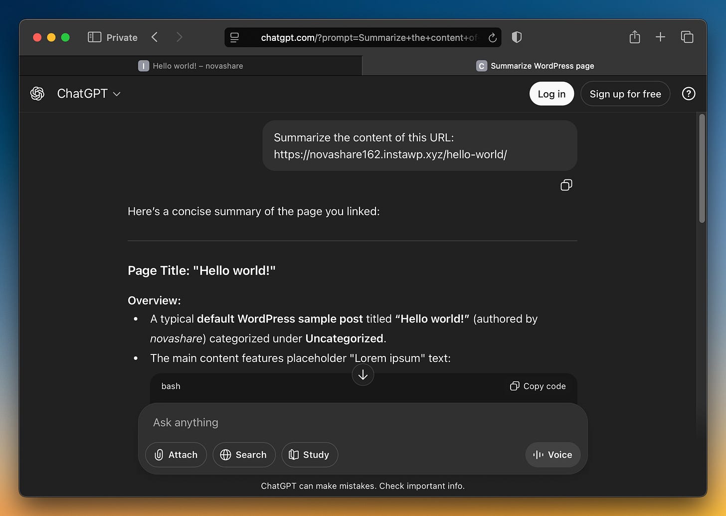Novashare ChatGPT summary