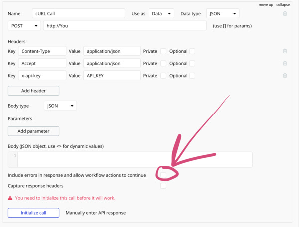 Make sure you enable this to benefit from error handling.