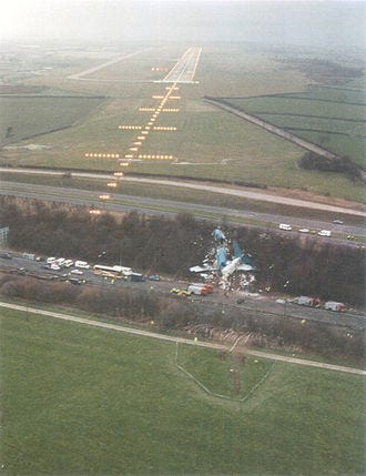 plane crashed by the side of a motorway