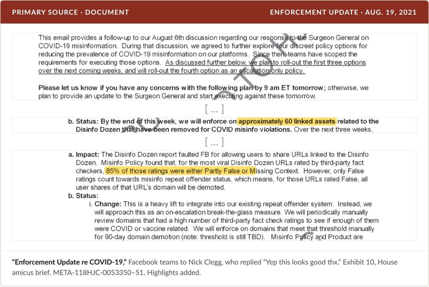 Facebook’s August 19, 2021 enforcement plan, framed as its “response to the Surgeon General.” META-118HJC-0053350–51.