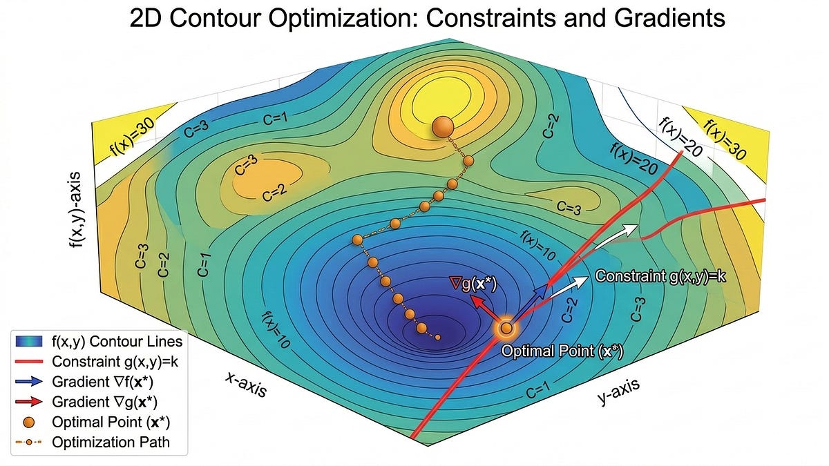 📐 Lagrange Multipliers: Optimization with Constraints.