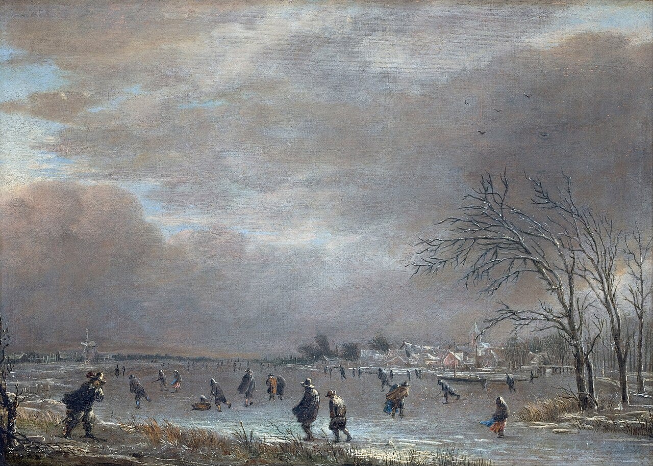 Skaters on a frozen Dutch river Skaters on a frozen Dutch river