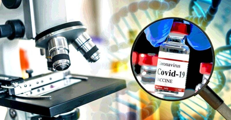 covid vaccine and microscope