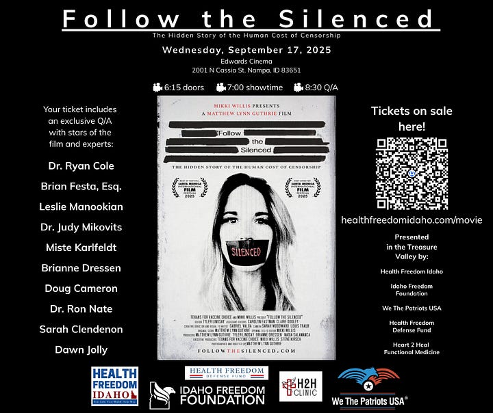 Follow the Silenced Nampa, Idaho downloadable posters for 09/17/25 movie night