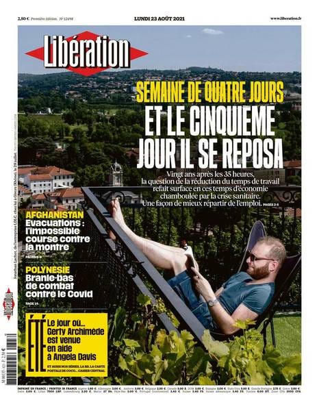Semaine de quatre jours : Et le cinquième jour, il se reposa. 23 août –  Liberation