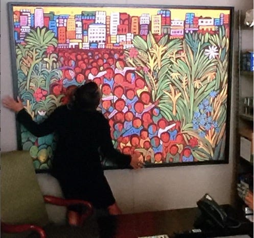 A picture containing indoor, painting, drawing, wall

Description automatically generated