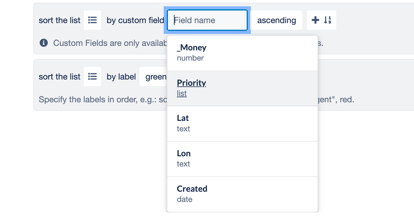 Sorting and filtering with Custom Fields in Trello
