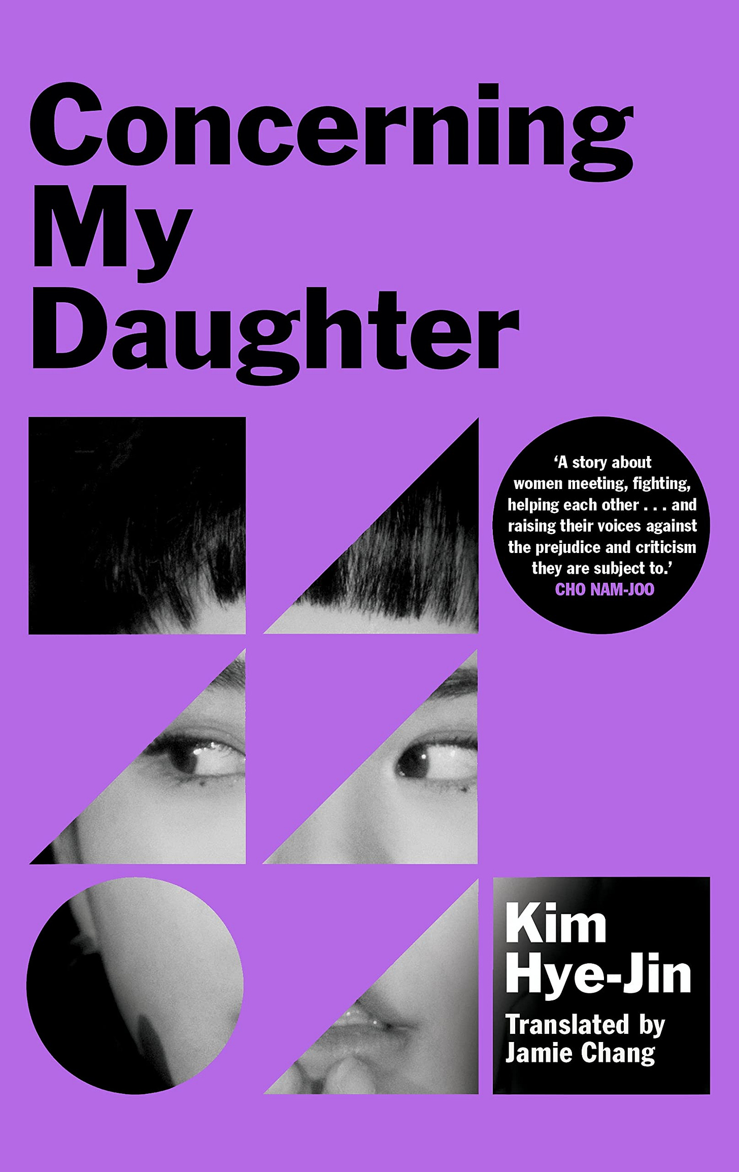 Image of a girl with bangs shown obscurely through geometric shapes. The cover of Concerning My Daughter