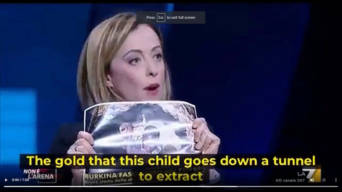 May be an image of 1 person and text that says 'Press exitfulls screen The gold that this child goes down a tunnel NONÊ LARENA BURKINA FAS to extract'