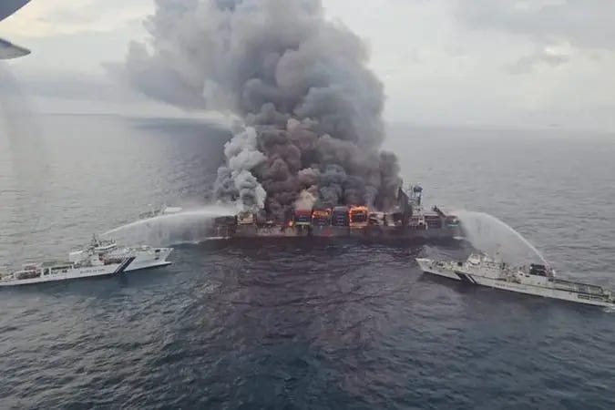 Major breakthrough: Coast Guard tows fire-hit cargo ship away from Kerala coast, averts marine disaster | VIDEO