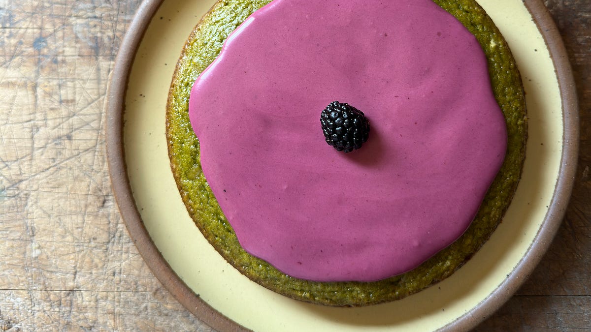 Cilantro Cake with Blackberry Ginger Glaze