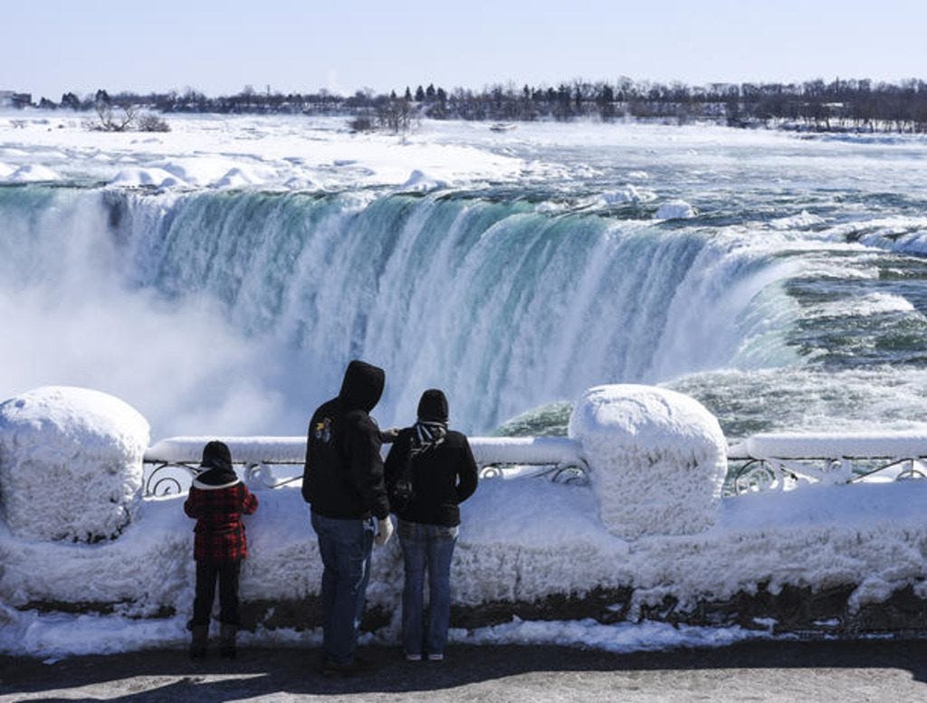 Close up view of horsehoe falls in Niagara Falls