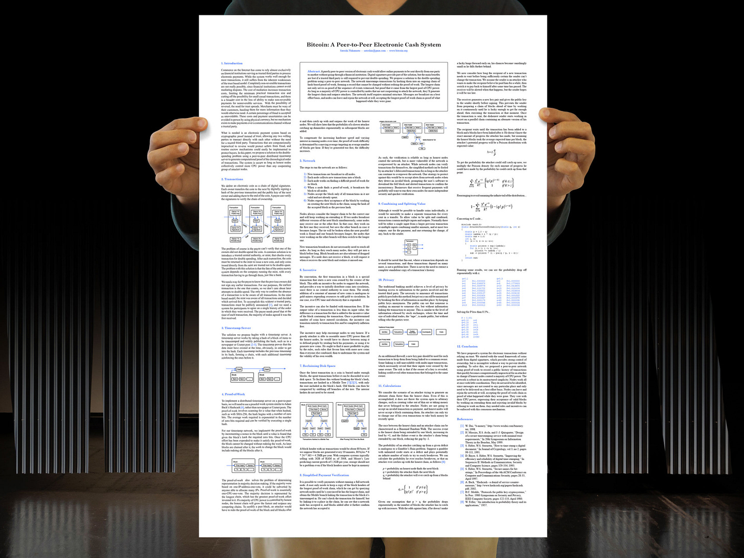 Bitcoin whitepaper poster by Bob Singor on Dribbble