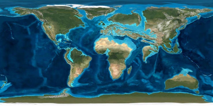 A map of the Earth at the time when the yeast were trapped in tree resin. A map of the Earth at the time when the yeast were trapped in tree resin.