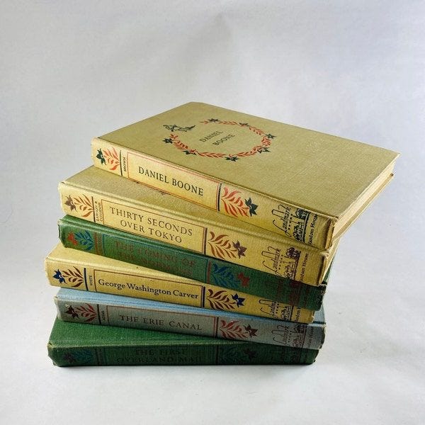Daniel Boone Erie Canal Mormons George Washington Carver Landmark vintage children's book circa 1952
