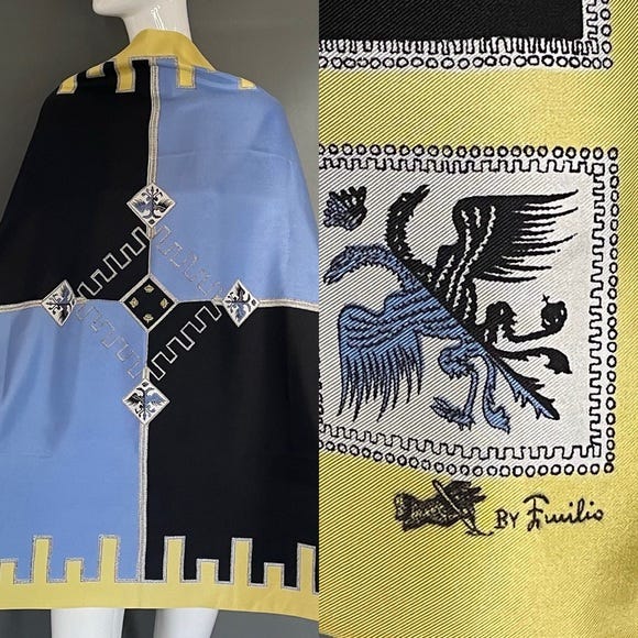 Rare Early Vintage Emilio Pucci Silk Scarf 34 In Very Good Condition - Picture 1 of 12