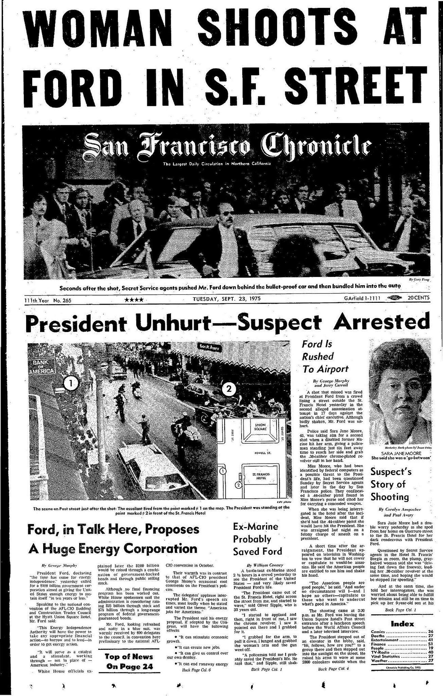 Chronicle Covers: The SF assassination attempt on President Ford