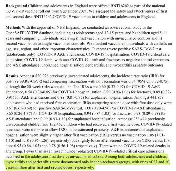 BOMBSHELL: Study Involving 1.7 million Children Found Myocarditis & Pericarditis ONLY In PSYOP-19 mRNA "Vaccine" Recipients