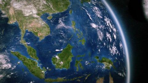 South-east Asia seen from space. 3 in 1.