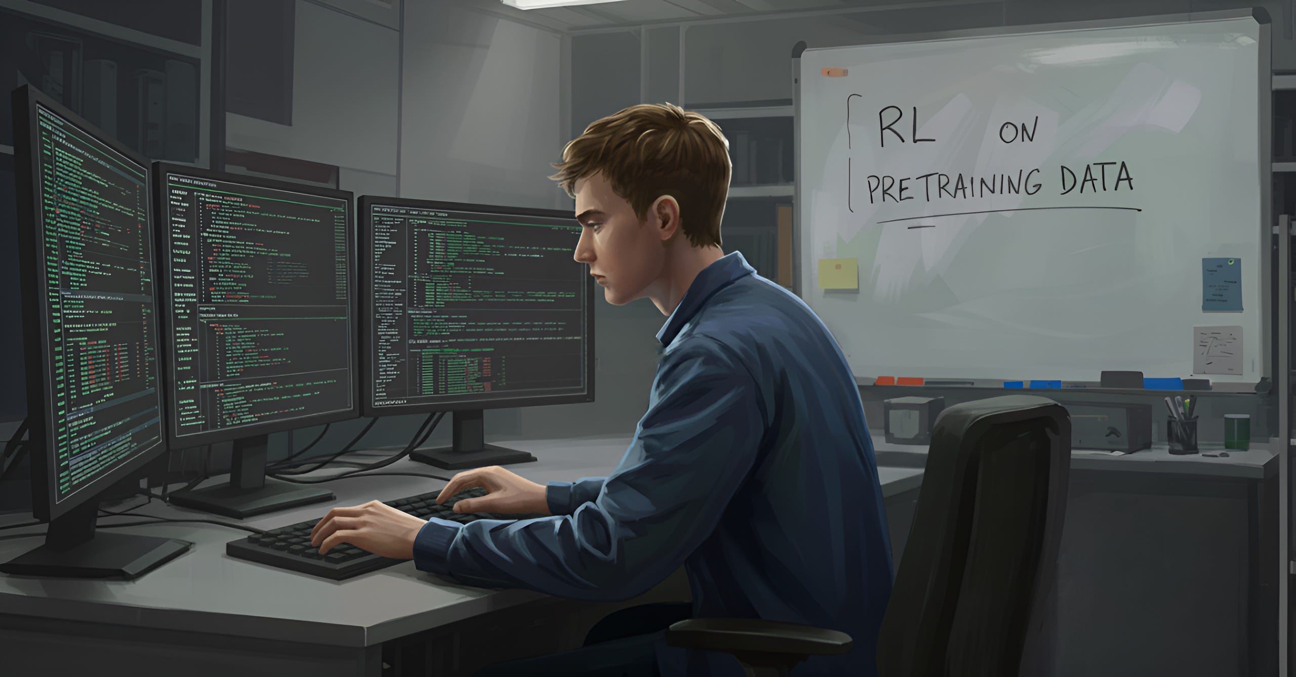 Reinforcement Learning On Pre-Training Data Improves LLMs Like Never Before