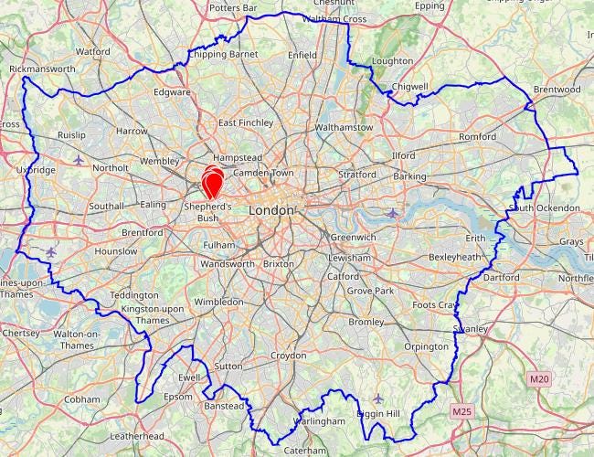 A map of mewses walked to so far