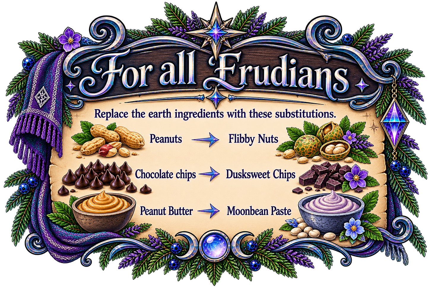 For all Erudians - Replacements for Earth ingredients. For all Erudians - Replacements for Earth ingredients.