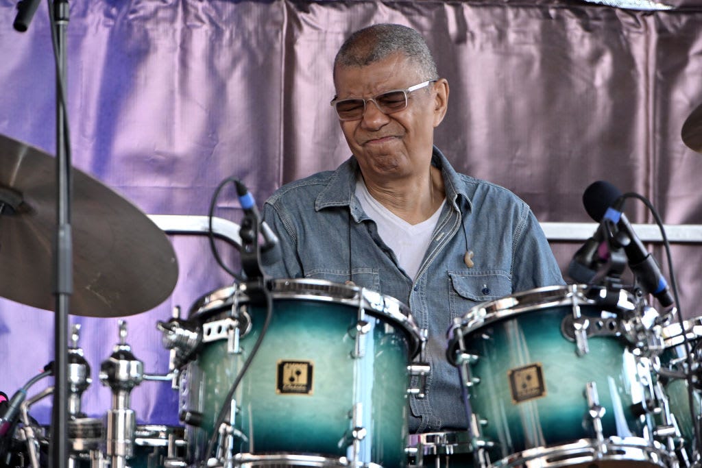 Drummer Jack DeJohnette performs at the annual Berklee College of Music Beantown Jazz Festival on Columbus Avenue on September 29, 2018 in Boston, Massachusetts. Drummer Jack DeJohnette performs at the annual Berklee College of Music Beantown Jazz Festival on Columbus Avenue on September 29, 2018 in Boston, Massachusetts.