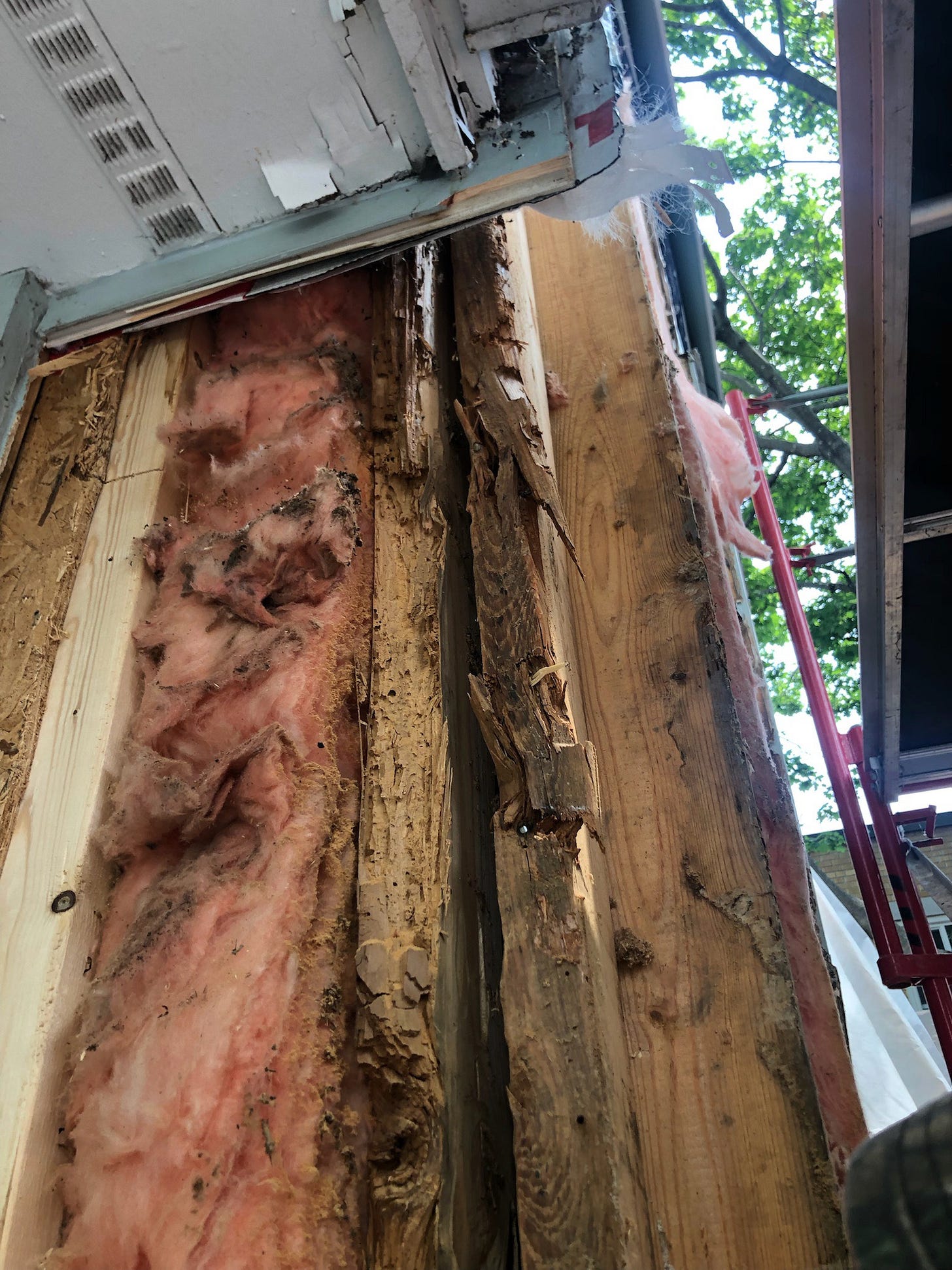 Repairing the 1986 additions revealed extensive hidden structural and water damage.