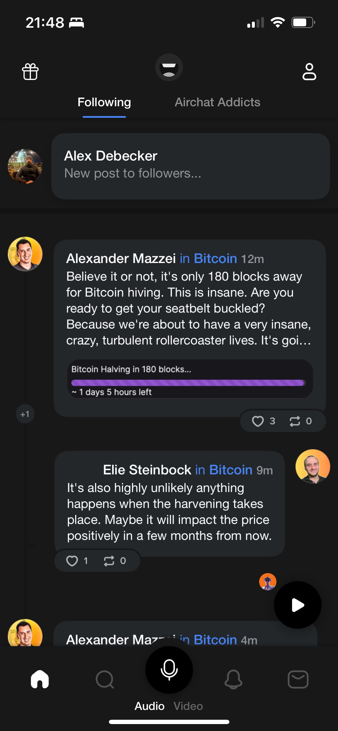 alex debecker airchat feed