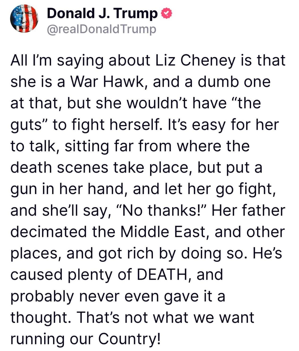 Liz Cheney Condemns Trump’s Violent Rhetoric: "This is How Dictators Destroy Free Nations"