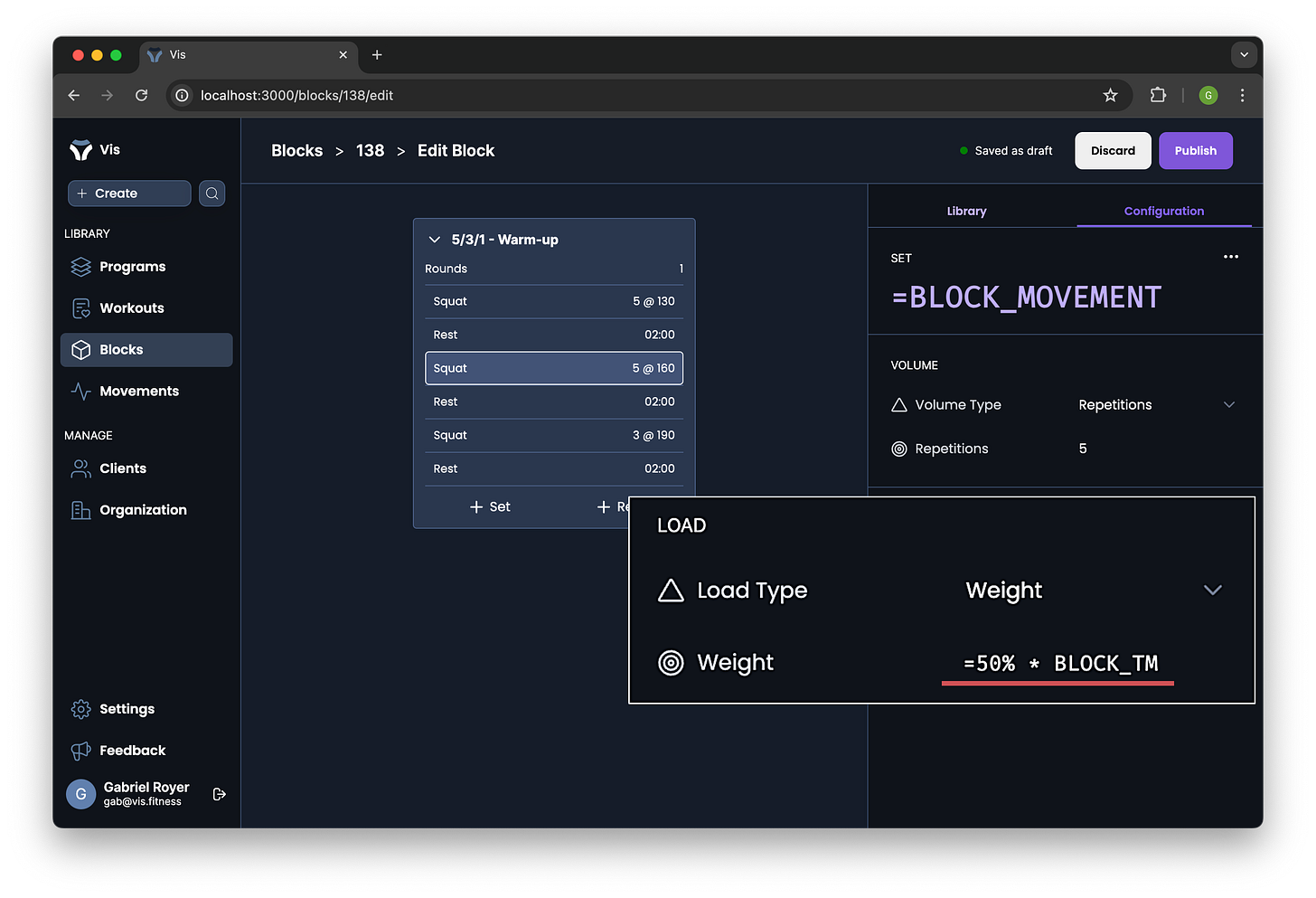 Editing the weight of a set using a formula
