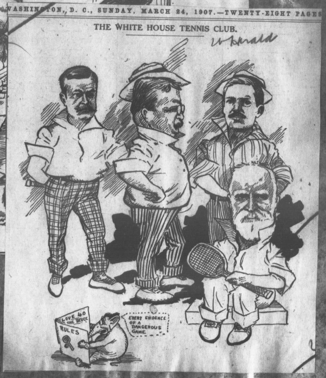 A cartoon of men in white shirts

Description automatically generated