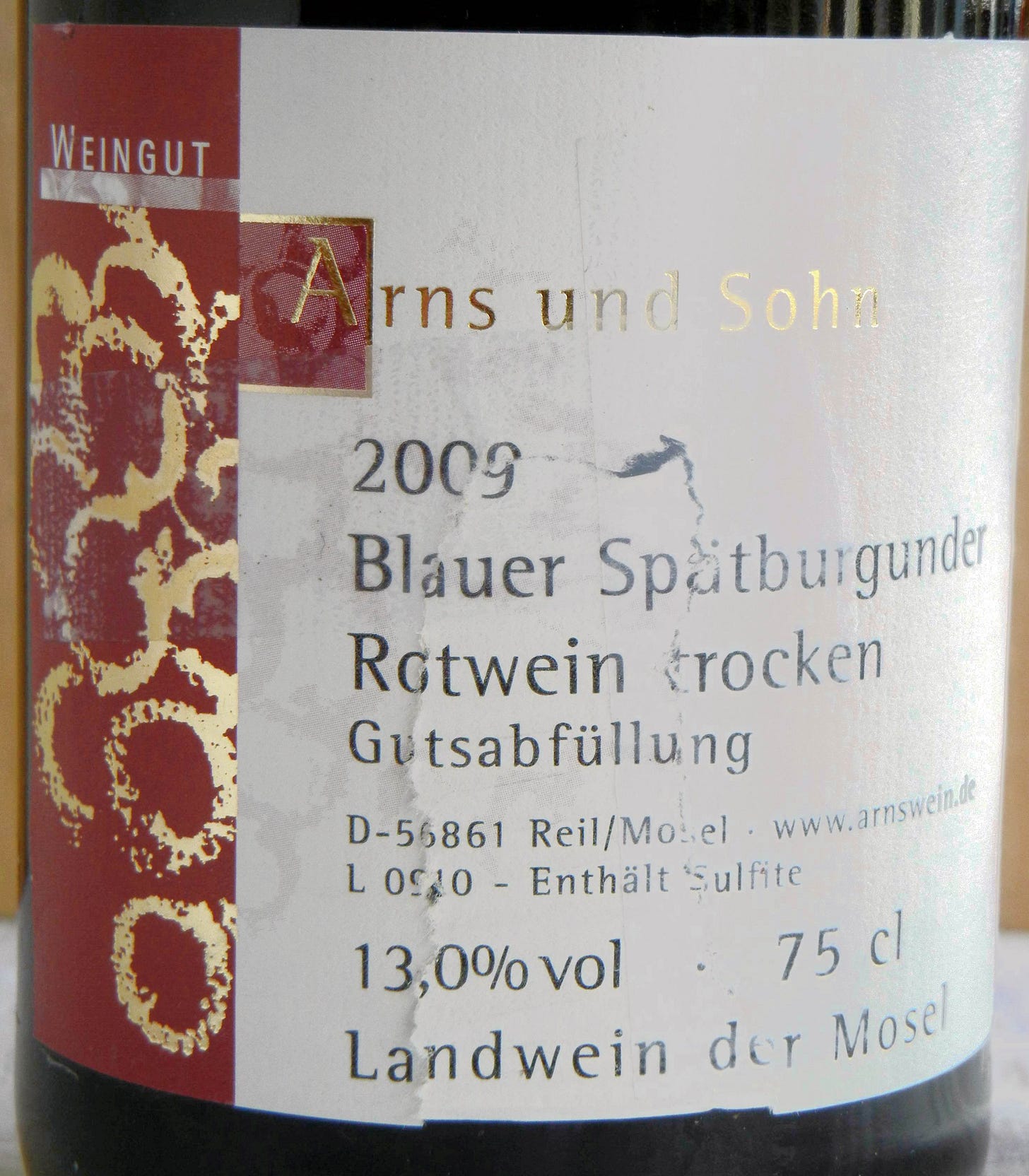 Arns und Sohn Spatburgunder 2009 Label - BC Pinot Noir Tasting Review 15