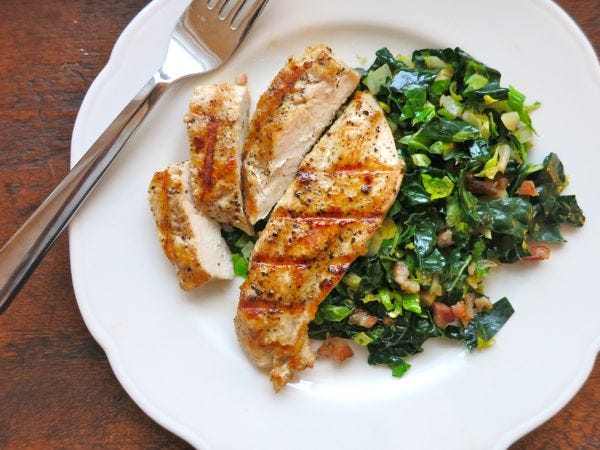 chicken and brussel kale hash