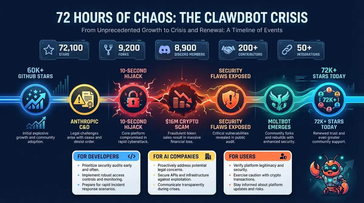 The Rise, Fall, and Rebirth of Clawdbot in 72 Hours