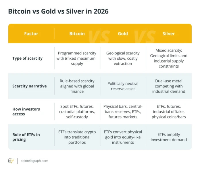 Bitcoin vs. gold vs. silver in 2026: How investors are repricing scarcity — TradingView News Bitcoin vs. gold vs. silver in 2026: How investors are repricing scarcity — TradingView News