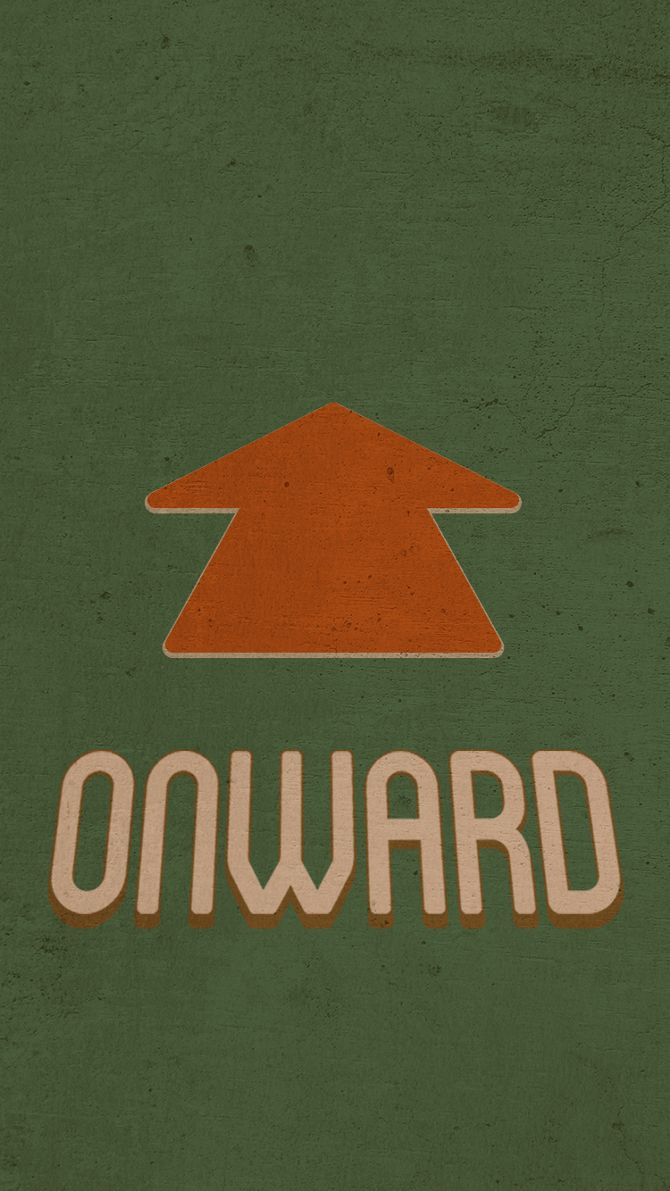 This may contain: the word onward is written in white and orange on a green background with an arrow