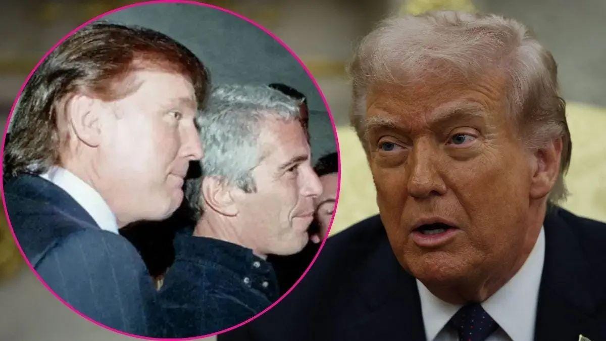 Composite photo of Donald Trump and Jeffrey Epstein. Composite photo of Donald Trump and Jeffrey Epstein.