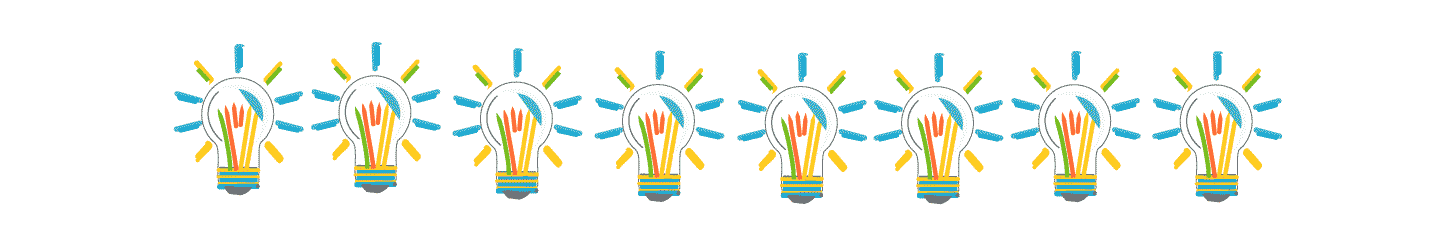 An illustration of eight lightbulbs lined up horizontally. The image is used as a visual break from the text. 