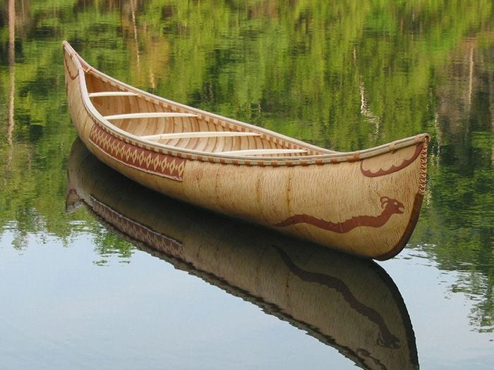 A modern handmade birchbark canoe