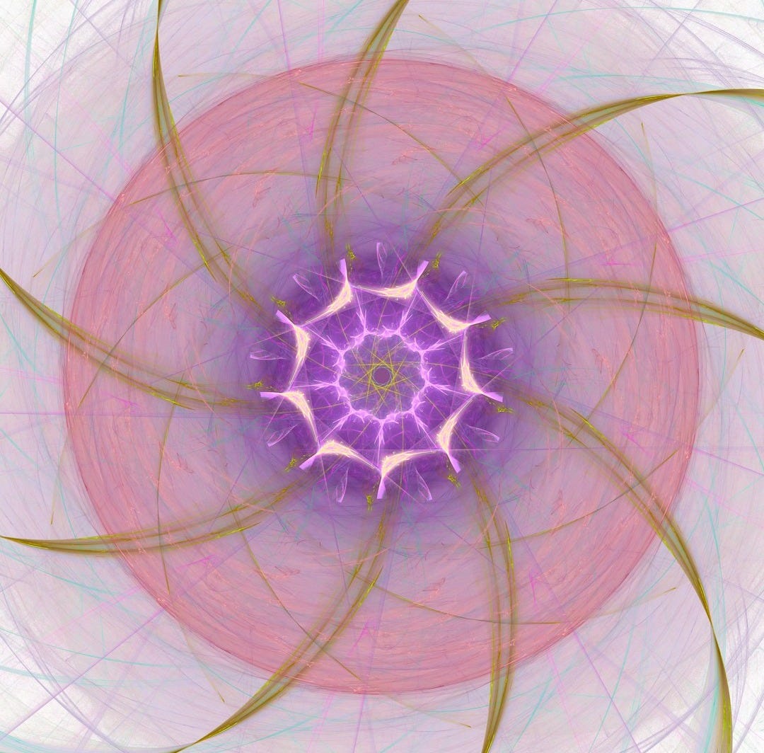 An abstract, colorful fractal design.