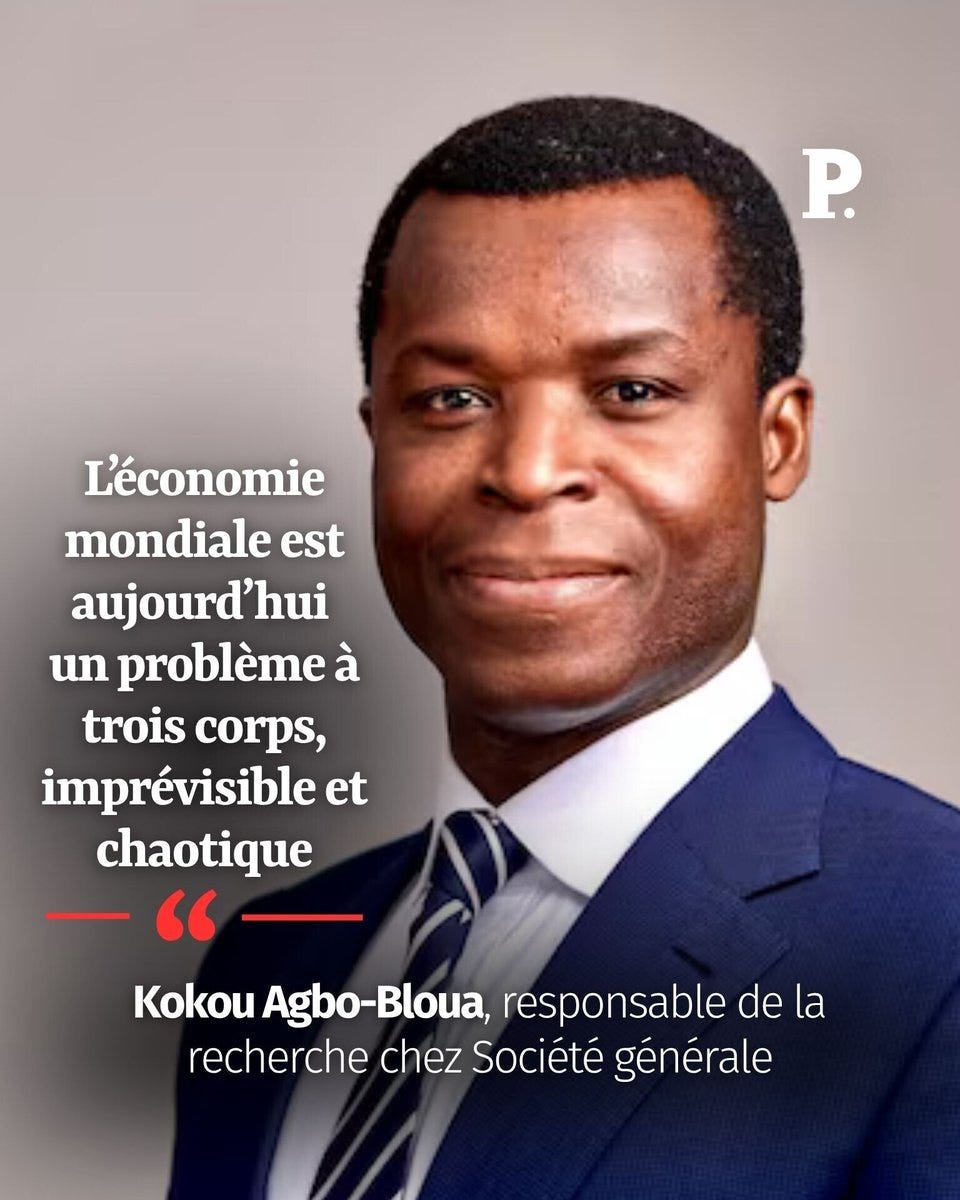 💬 Patron de la recherche chez Société générale, Kokou Agbo-Bloua décrypte  l'engrenage d'une « tempête parfaite » pour l'économie mondiale. Par  @MarieBordet2 ➡️ https://t.co/nj6GcbPgcu