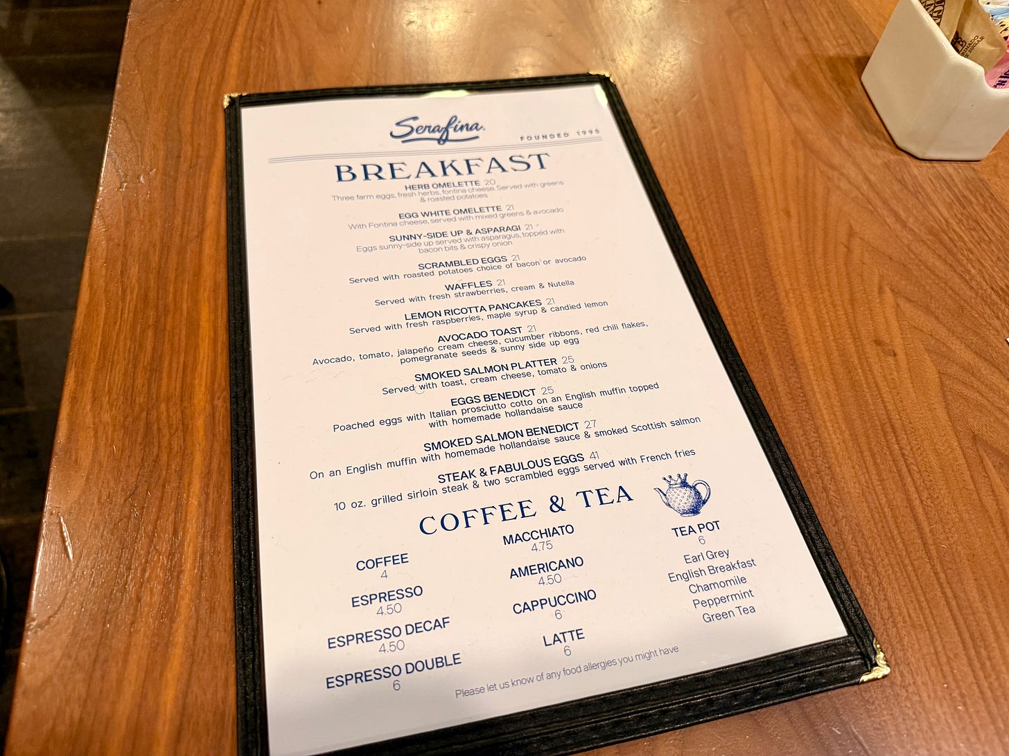 Serafina breakfast